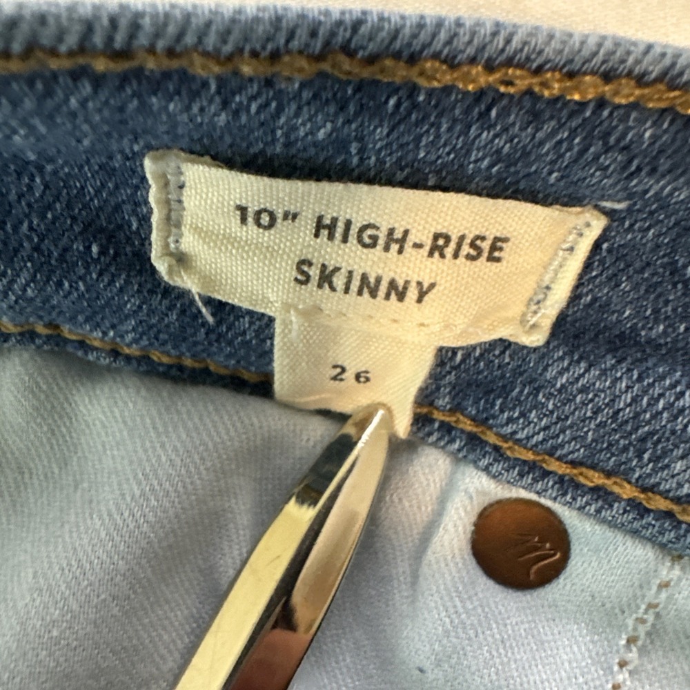 Madewell Jeans Womens 26 10" High-Rise Exposed Button Front Skinny Blue Tencel - Picture 5 of 8